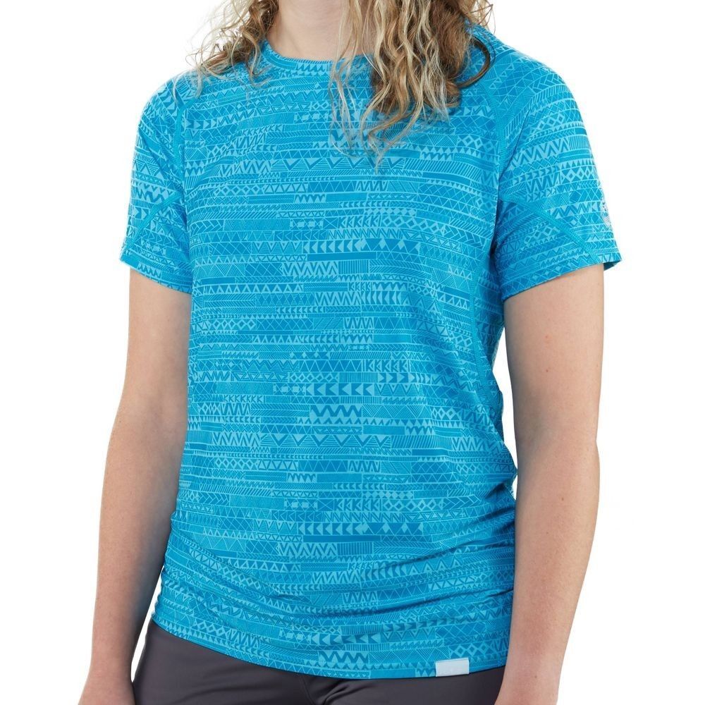 NWOT NRS H2Core Silkweight Short-Sleeve Shirt Blue Print UPF Paddleboard Swim L